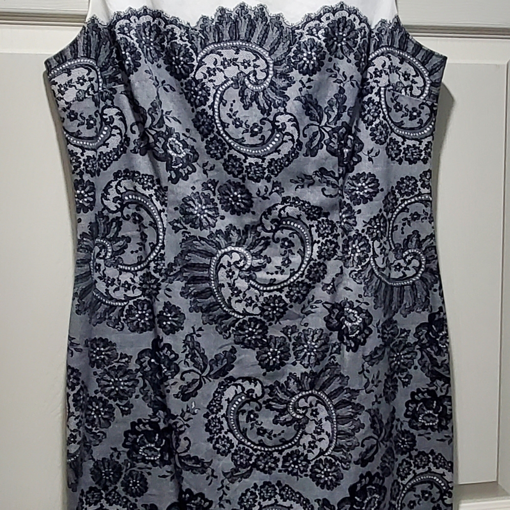 Elegant Black and Gray Lace Print Dress